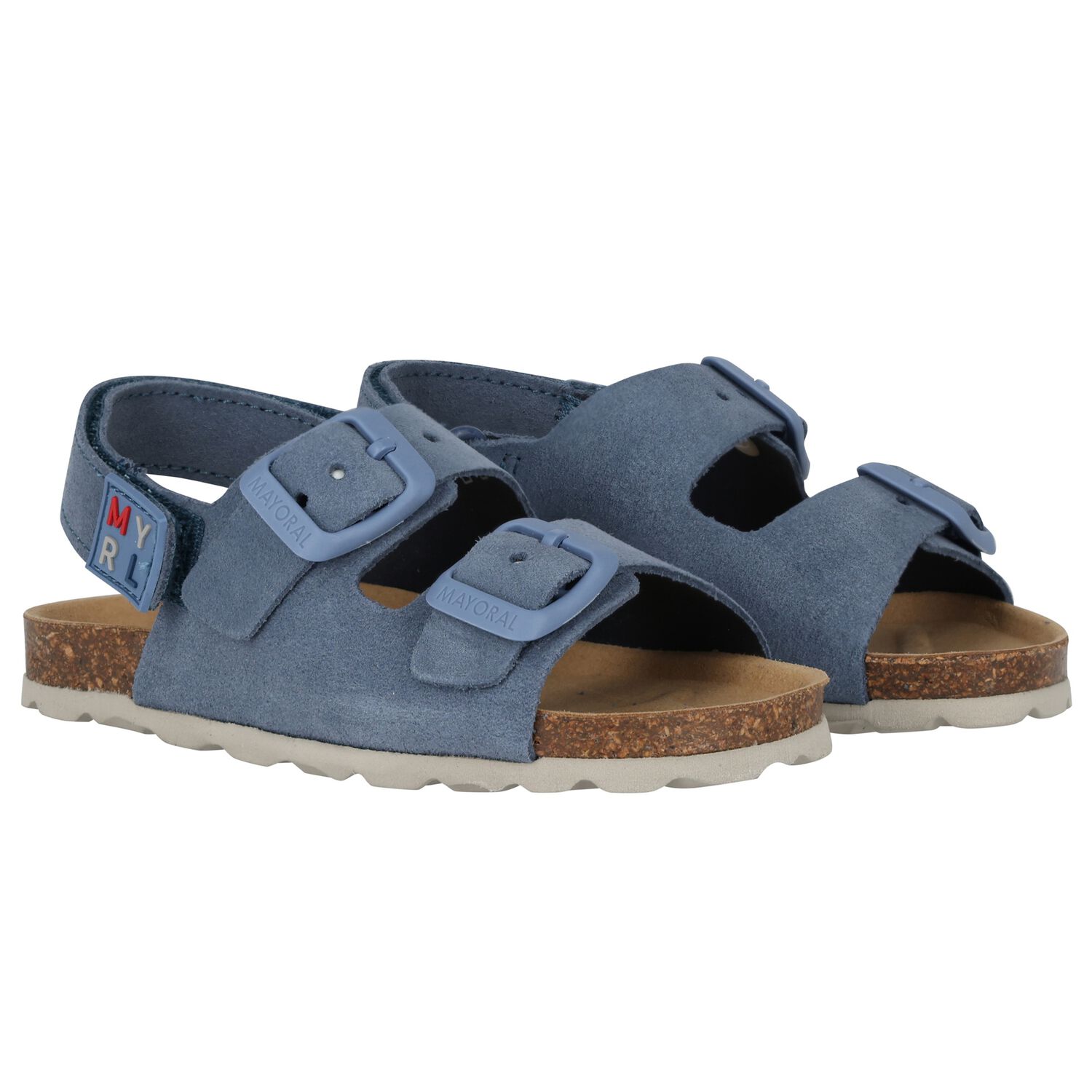 Baby Boys Blue Leather Sandal, 1, hi-res