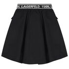 Girls Black Logo Skirt, 1, hi-res
