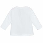 White Long Sleeve Logo Top, 1, hi-res