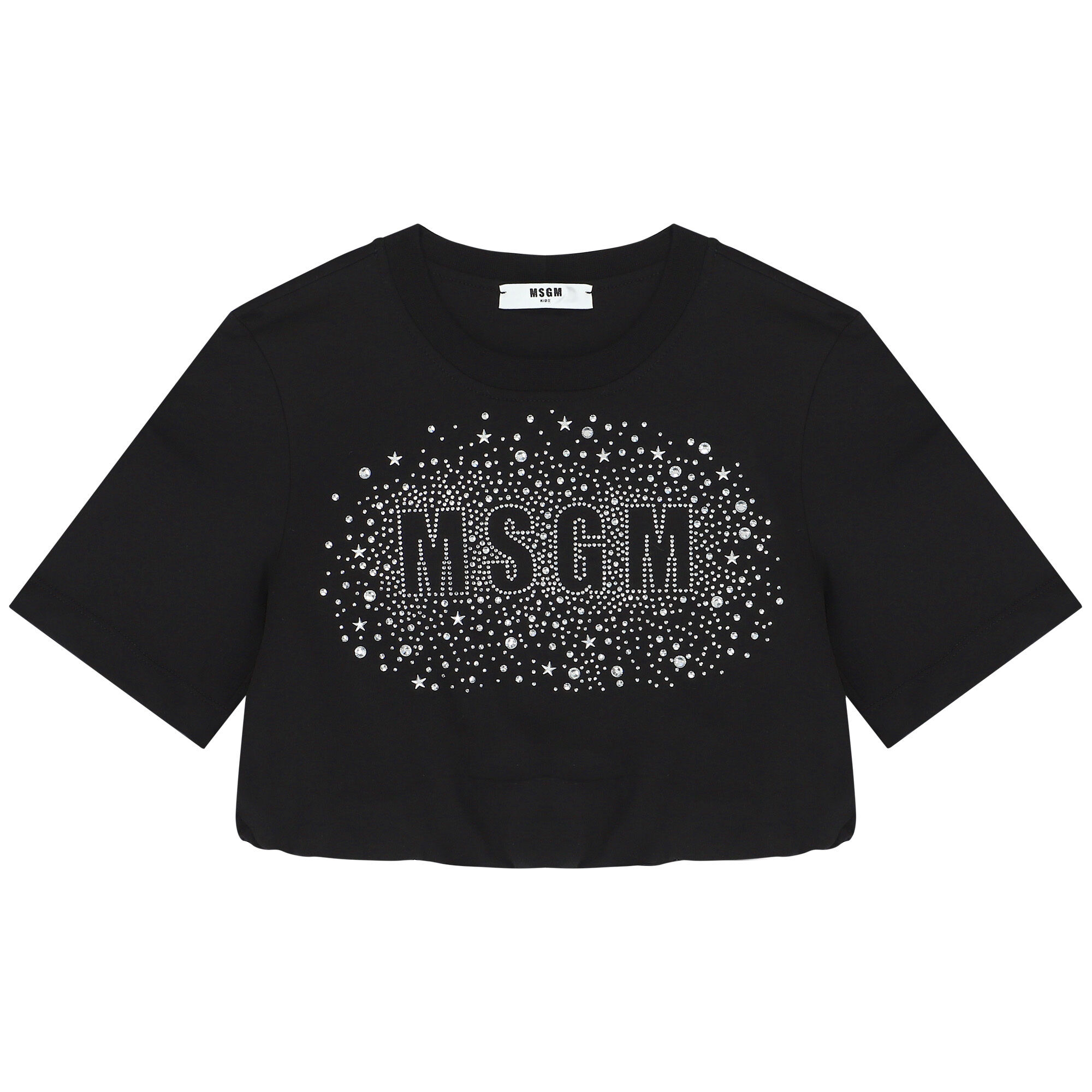 MSGM Girls Black Embellished Logo Crop Top Junior Couture Bahrain