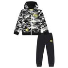 Boys White & Black Camouflage Tracksuit, 1, hi-res