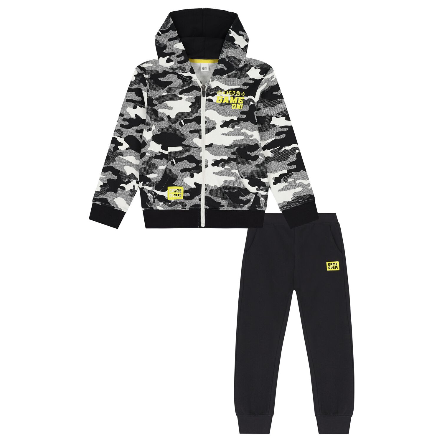 Boys White & Black Camouflage Tracksuit, 1, hi-res image number null