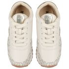 Girls Ivory & Gold Logo Trainers, 1, hi-res