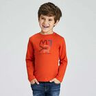 Boys Orange Logo Long Sleeve Top, 2, hi-res