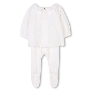 Baby Girls Ivory Logo Babygrow