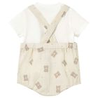 Baby Boys White & Beige Dungaree Set, 1, hi-res