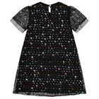 Girls Black Sequin Tulle Dress, 1, hi-res