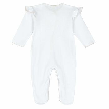 Baby Girls White & Pink Babygrow