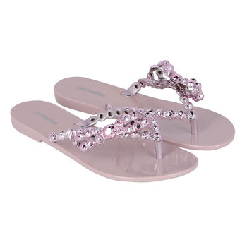 Girls Purple Bow Flip Flops