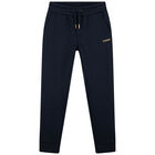 Boys Navy Blue Logo Joggers, 1, hi-res