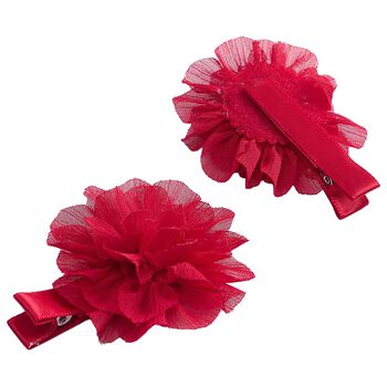 Girls Red Flower Hairclips ( 2 Pack )