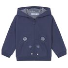 Younger Boys Blue Hooded Zip Up Top, 1, hi-res