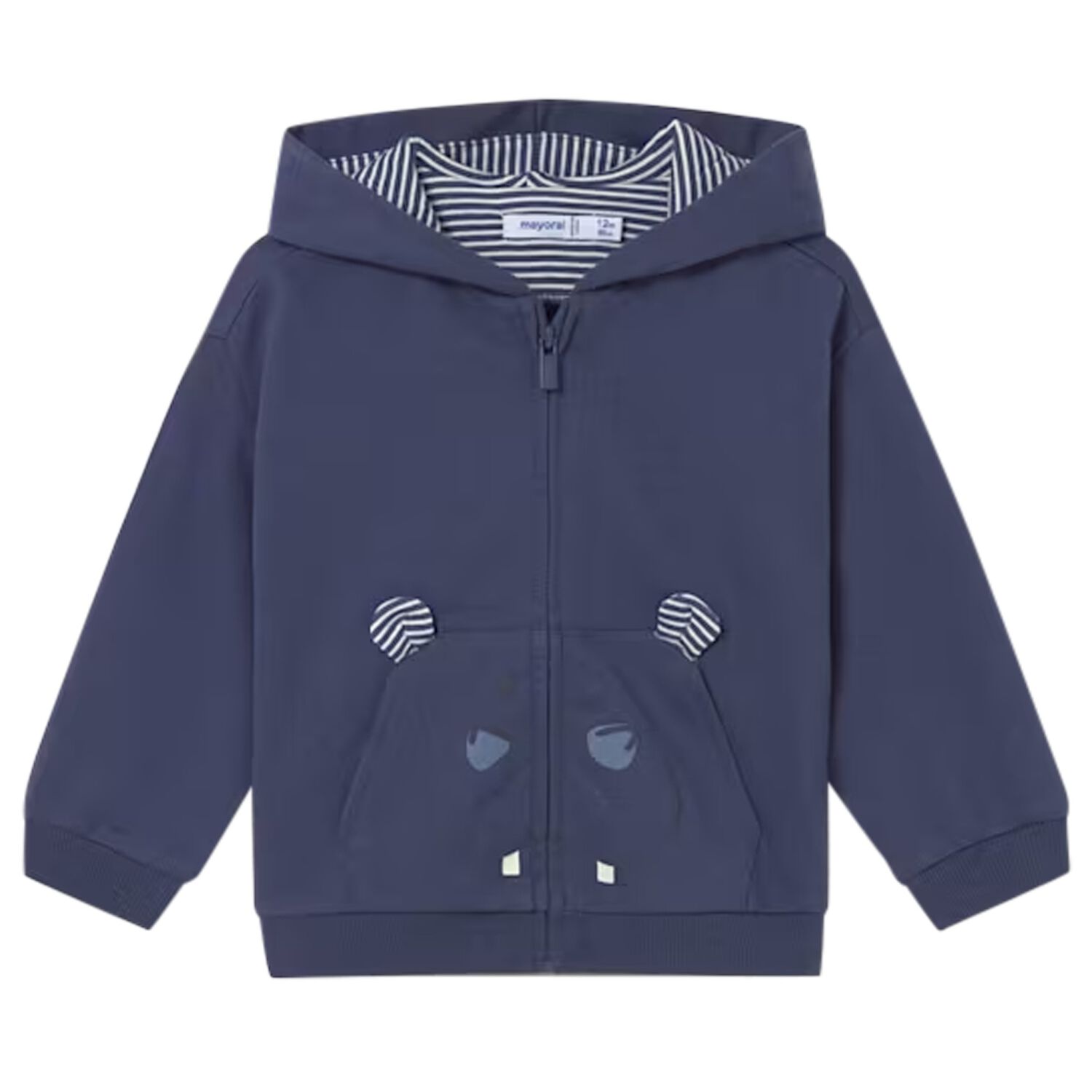 Younger Boys Blue Hooded Zip Up Top, 1, hi-res