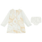 Baby Girls Ivory & Beige Geo Map Dress Set, 1, hi-res