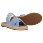 Girls Mini Me Blue & Beige Logo Sliders , 1, hi-res