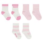 Baby Girls White & Pink Logo Socks ( 3-Pack ) , 1, hi-res