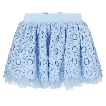 Girls Blue Lace Bow Skirt