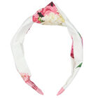 Girls White & Pink Floral Headband, 1, hi-res