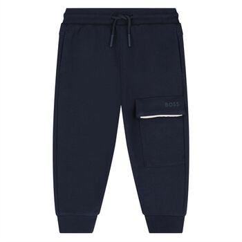 Younger Boys Navy Blue Logo Joggers