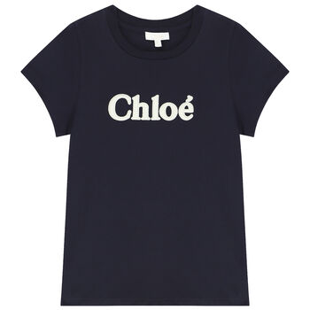 Girls Navy Blue Logo T-Shirt