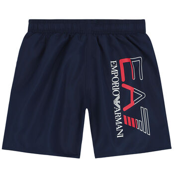 Boys Navy Blue Logo Swim Shorts