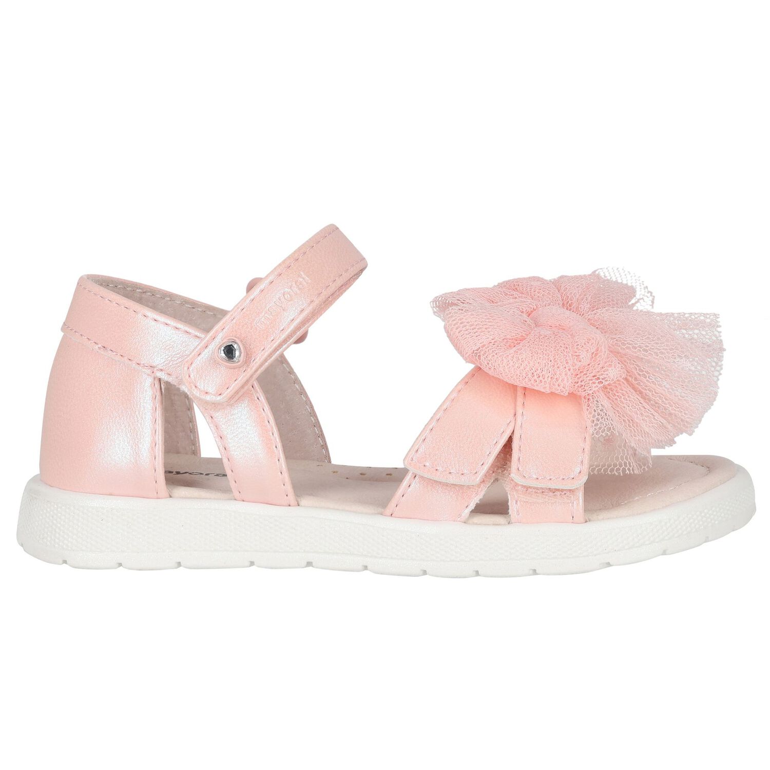 Younger Girls Pink Tulle Bow Sandals, 1, hi-res image number null