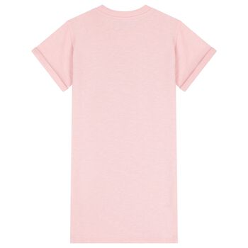 فستان بنات بشعار تيدى بير باللون الوردى 