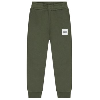 Boys Green Logo Joggers