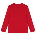 Boys Red Teddy Bear Long Sleeve Top, 3, hi-res