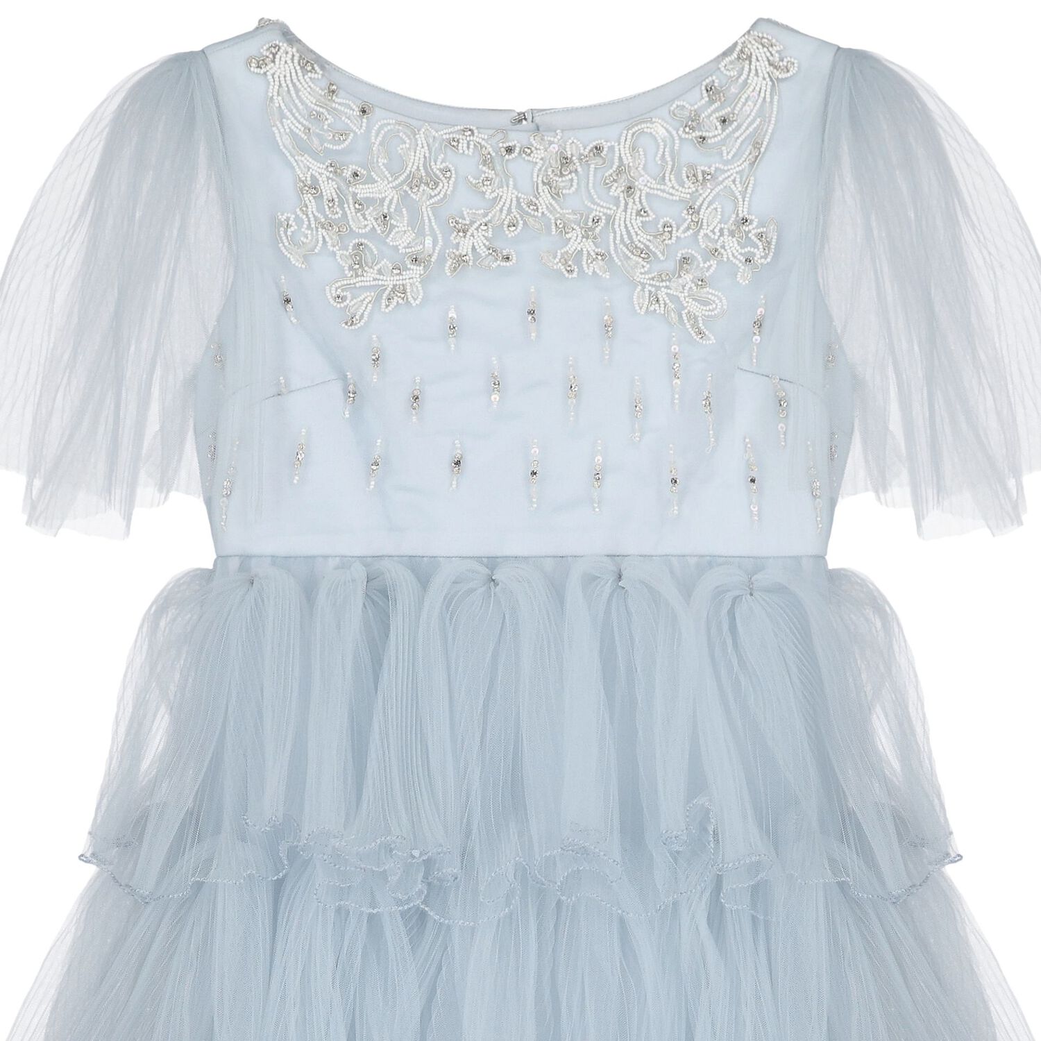 Girls Blue Embellished Tulle Dress, 1, hi-res