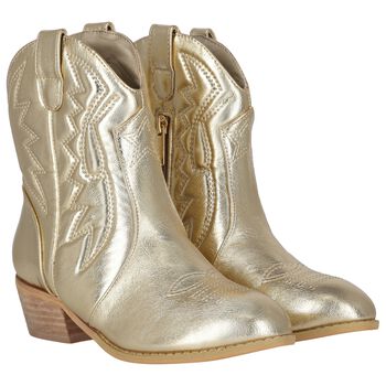 Girls Metallic Gold Boots