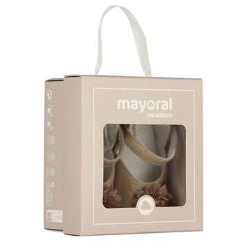 Baby Girls Beige Flower Pre Walker Shoes
