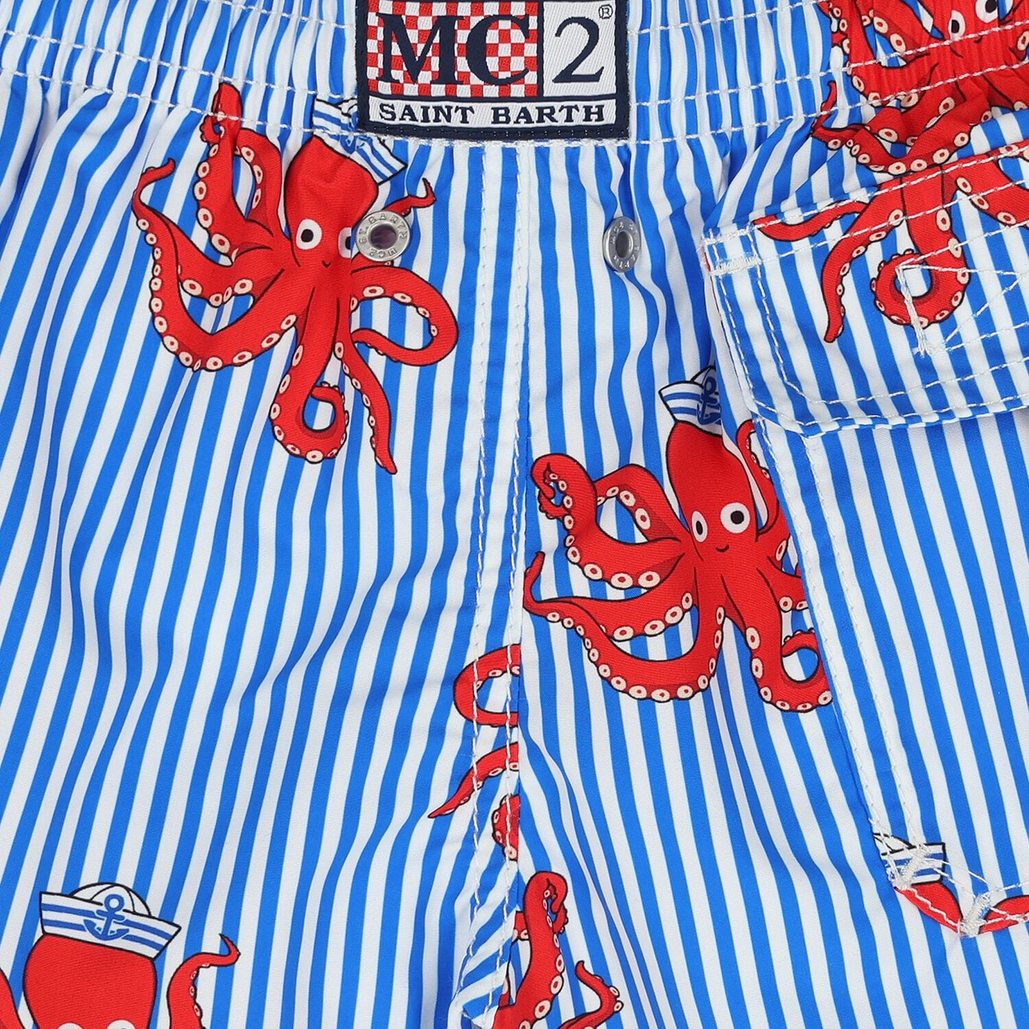 Boys Blue & White Octopus Swim Shorts, 1, hi-res