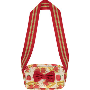 Girls Ivory & Red Crown Crossbody Bag
