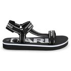 Girls Black & White Logo Sandals, 1, hi-res