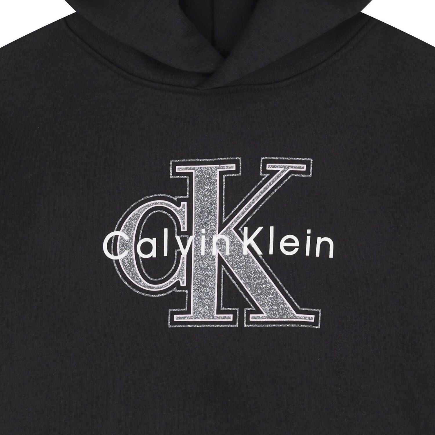 Girls Black Logo Hooded Top, 1, hi-res