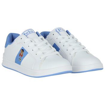 Girls White & Blue Trainers