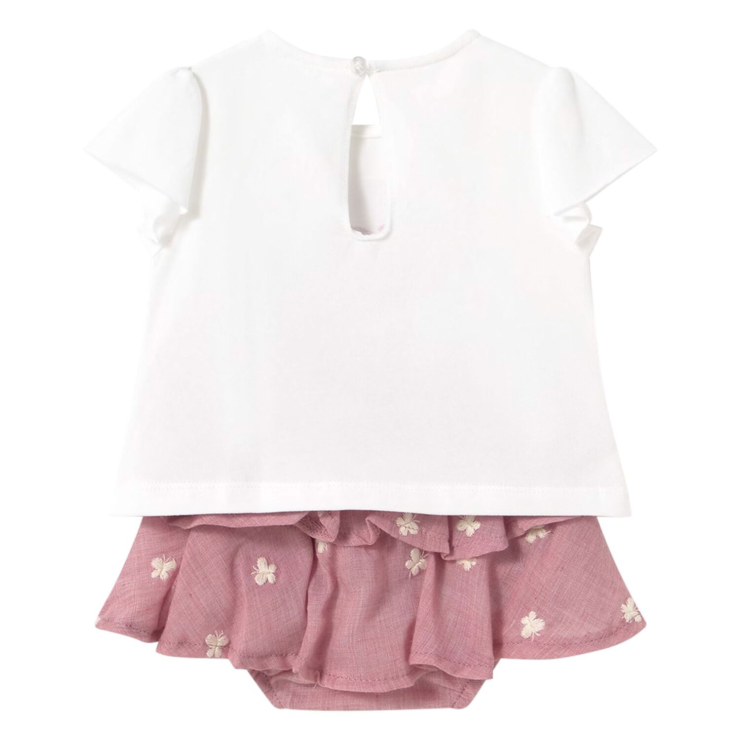 Baby Girls Pink Butterfly Skirt Set, 1, hi-res