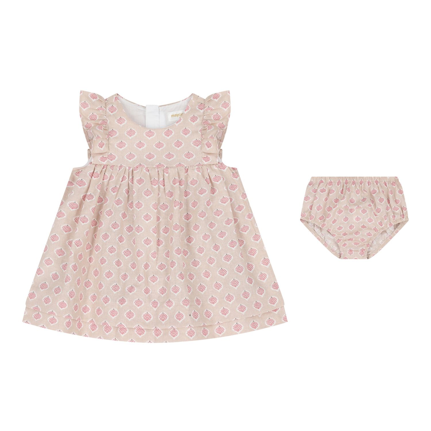 Baby Girls Beige Dress Set, 2, hi-res