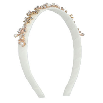 Girls White Embellished Hairband