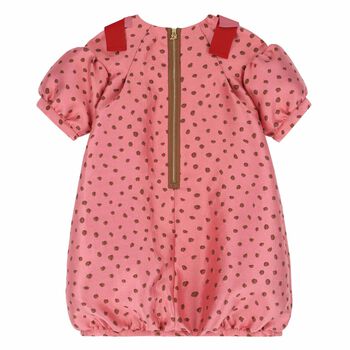 Girls Pink Polka Dot Print Dress