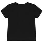 Girls Black Jacquard Heart Bow T-Shirt, 2, hi-res