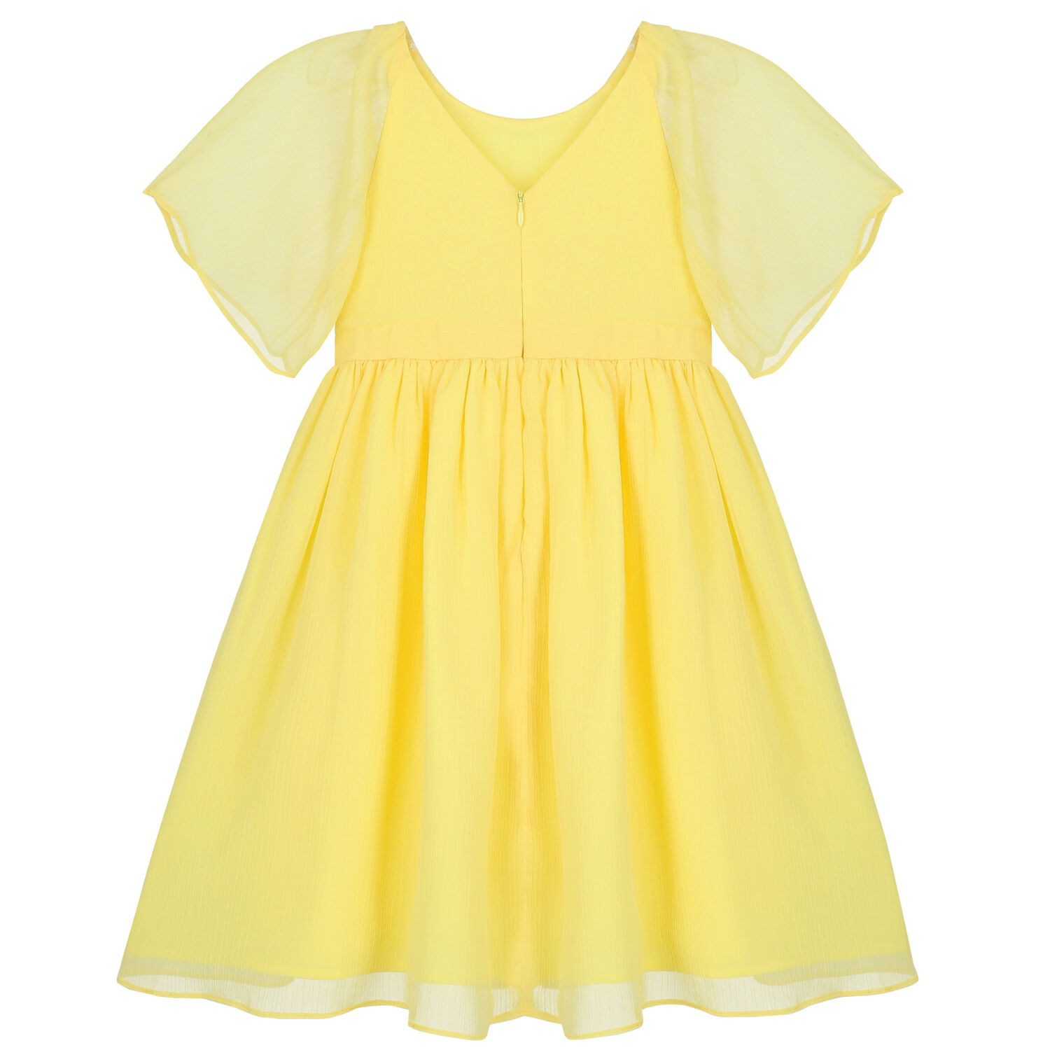 فستان بنات شيفون باللون الأصفر, 1, hi-res
