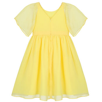 فستان بنات شيفون باللون الأصفر