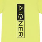 تيشيرت أولاد بالشعار باللون الأخضر, 2, hi-res