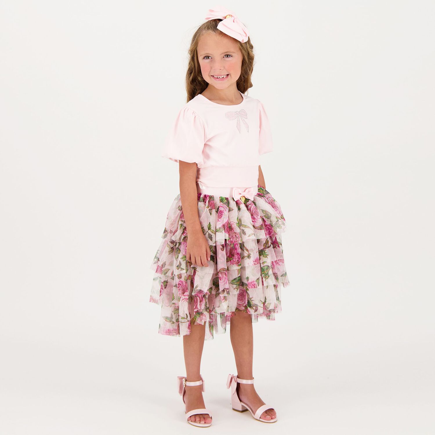 Girls Pink Embellished T-Shirt, 1, hi-res image number null