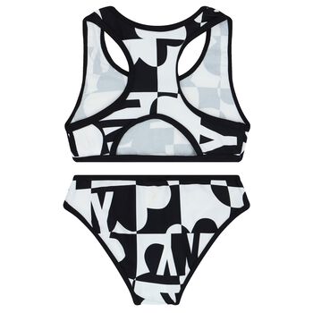 Girls Black & White Logo Bikini