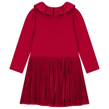 Girls Red Pleated Dress