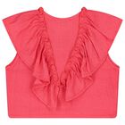 Girls Red Ruffled Shorts Set, 1, hi-res