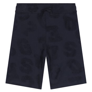 Boys Navy Towelling Logo Shorts
